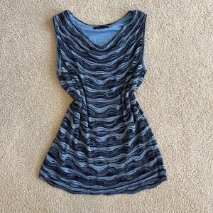 Y2K Jones New York Black and Blue Cowl Neck Sleeveless Top - Size XL